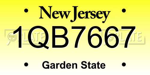 1QB7667 New Jersey License Plate