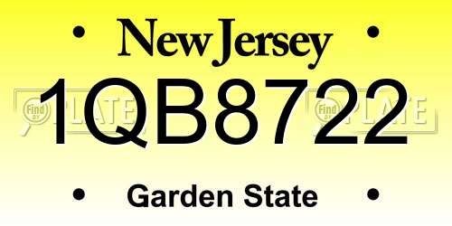 1QB8722 New Jersey License Plate