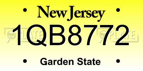 1QB8772 New Jersey License Plate