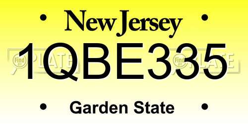 1QBE335 New Jersey License Plate