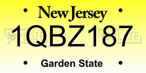 1QBZ187 New Jersey License Plate