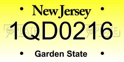 1QD0216 New Jersey License Plate