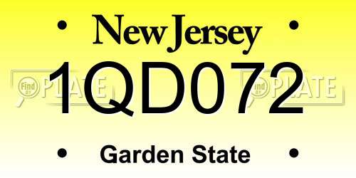 1QD072 New Jersey License Plate