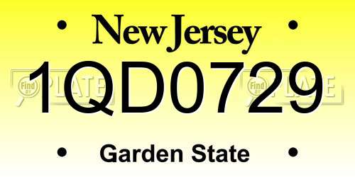 1QD0729 New Jersey License Plate