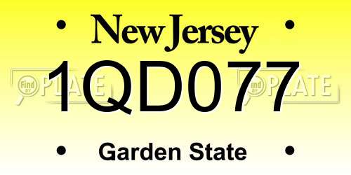 1QD077 New Jersey License Plate
