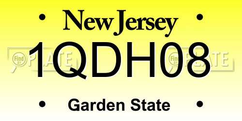 1QDH08 New Jersey License Plate