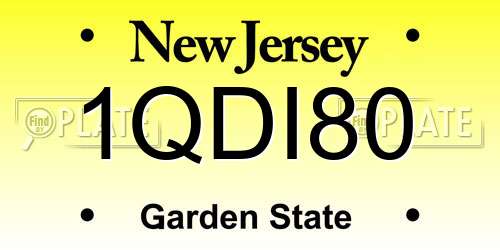 1QDI80 New Jersey License Plate