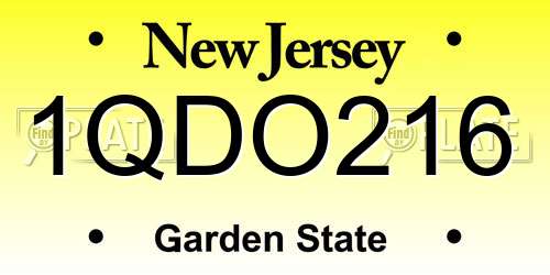 1QDO216 New Jersey License Plate
