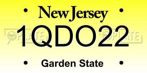1QDO22 New Jersey License Plate