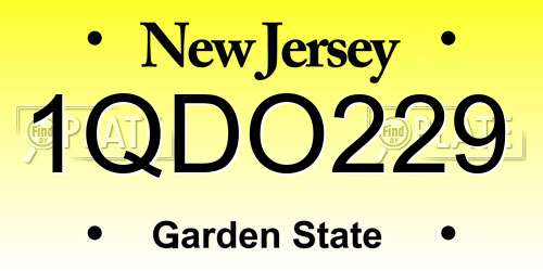 1QDO229 New Jersey License Plate