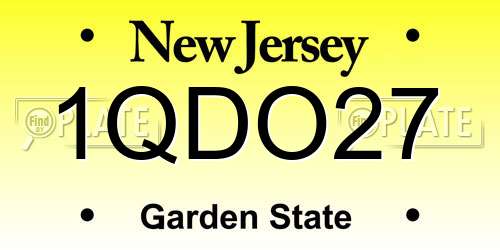 1QDO27 New Jersey License Plate