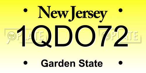 1QDO72 New Jersey License Plate