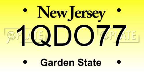 1QDO77 New Jersey License Plate