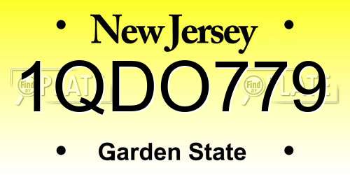 1QDO779 New Jersey License Plate