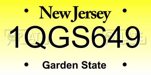 1QGS649 New Jersey License Plate