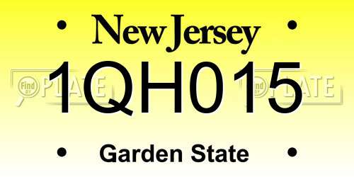 1QH015 New Jersey License Plate