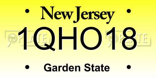1QHO18 New Jersey License Plate