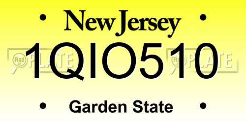 1QIO510 New Jersey License Plate