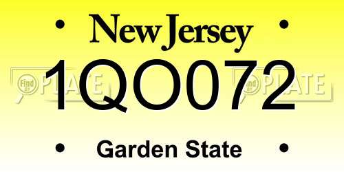 1QO072 New Jersey License Plate