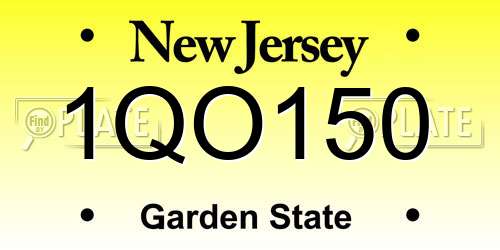1QO150 New Jersey License Plate