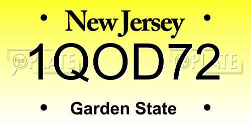 1QOD72 New Jersey License Plate