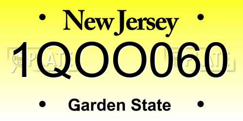1QOO060 New Jersey License Plate