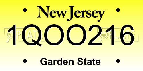 1QOO216 New Jersey License Plate