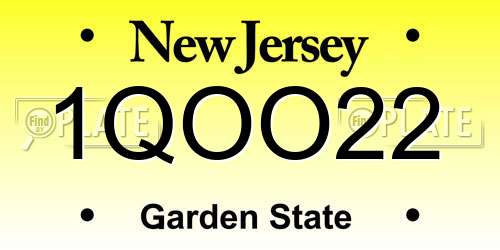 1QOO22 New Jersey License Plate