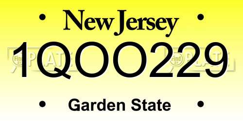 1QOO229 New Jersey License Plate