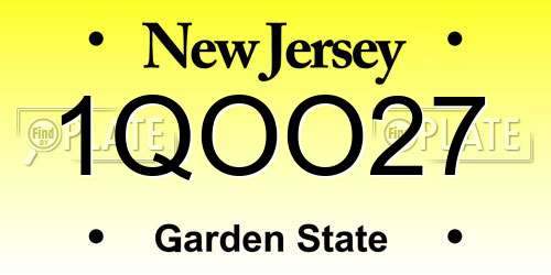 1QOO27 New Jersey License Plate