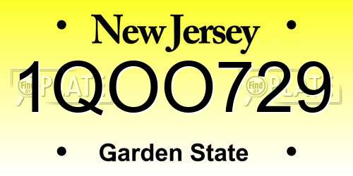 1QOO729 New Jersey License Plate