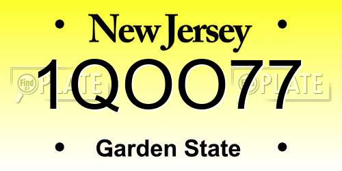 1QOO77 New Jersey License Plate