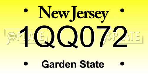 1QQ072 New Jersey License Plate