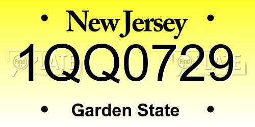 1QQ0729 New Jersey License Plate