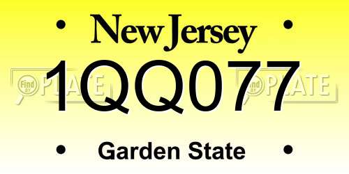 1QQ077 New Jersey License Plate