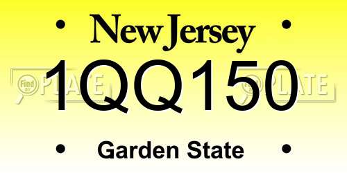 1QQ150 New Jersey License Plate