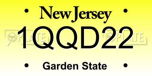1QQD22 New Jersey License Plate