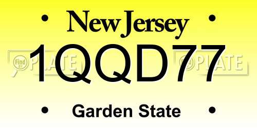1QQD77 New Jersey License Plate