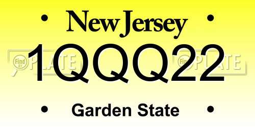 1QQQ22 New Jersey License Plate