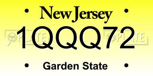 1QQQ72 New Jersey License Plate