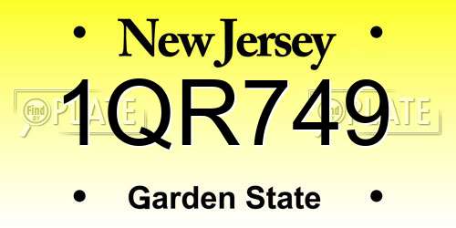 1QR749 New Jersey License Plate
