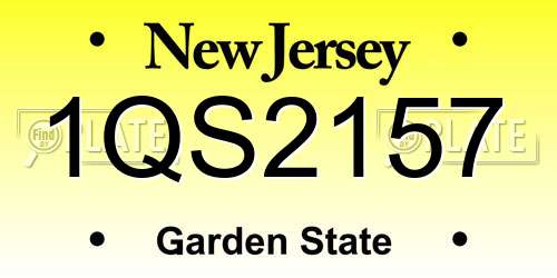 1QS2157 New Jersey License Plate