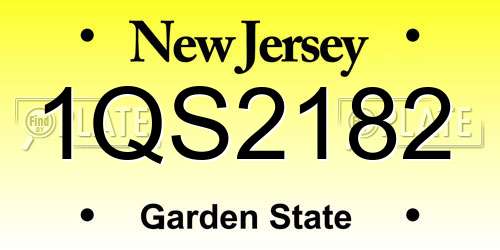 1QS2182 New Jersey License Plate