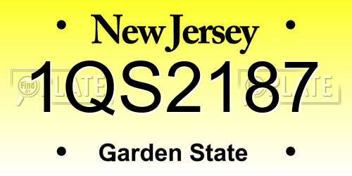 1QS2187 New Jersey License Plate