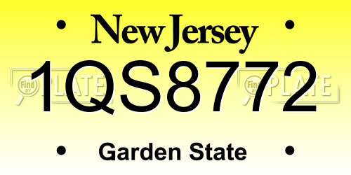 1QS8772 New Jersey License Plate