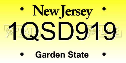 1QSD919 New Jersey License Plate