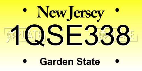 1QSE338 New Jersey License Plate