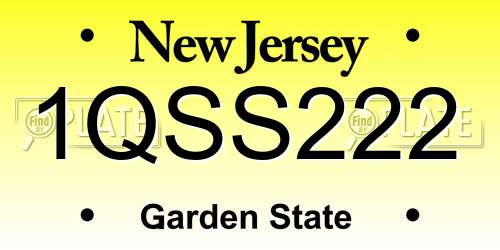1QSS222 New Jersey License Plate