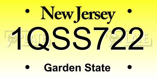 1QSS722 New Jersey License Plate