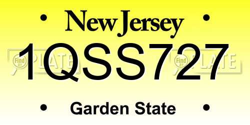 1QSS727 New Jersey License Plate